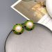 New round contrasting enamel pearl inlaid diamond earr, fashionable, simple, personalized, high-end and elegant_ipsvogv.com