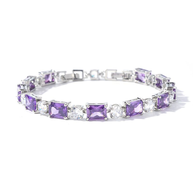 Women's Jewelry Set Fashion Simple And Fashionable Colorful Square Zircon Bracelet Ladies Niche High End Jewelry Spot Multi Color_ipsvogv.com