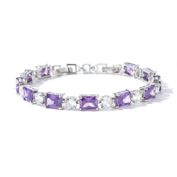 Women's Jewelry Set Fashion Simple And Fashionable Colorful Square Zircon Bracelet Ladies Niche High End Jewelry Spot Multi Color_ipsvogv.com