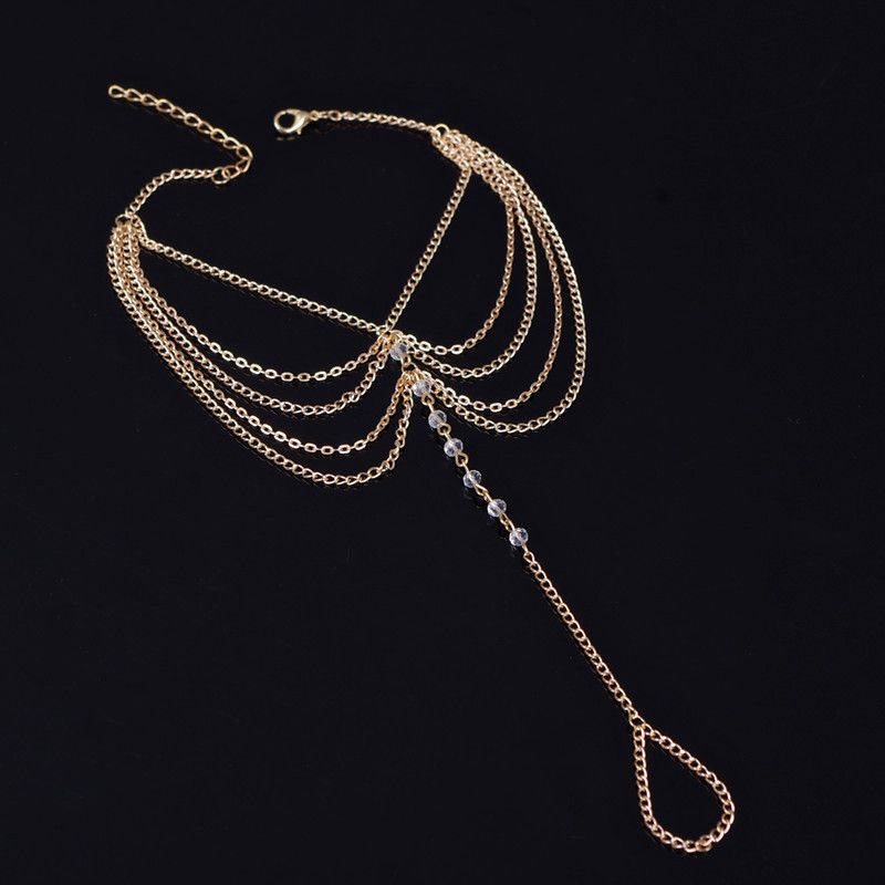 2025 New Jewelry Fashionable, Simple And Beautiful Beach Crystal Beaded Multi-layer Metal Anklet Women_ipsvogv.com