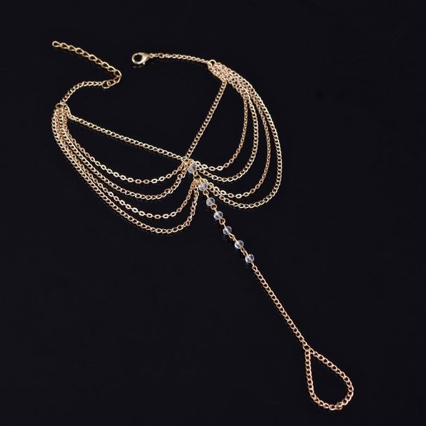2025 New Jewelry Fashionable, Simple And Beautiful Beach Crystal Beaded Multi-layer Metal Anklet Women_ipsvogv.com