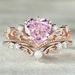 Sanjie's New Rose Gold Crown Set With Pink Heart-shaped Zircon Ring For Women's Accessories_ipsvogv.com