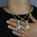 New Hip Hop Letter Pendant OTF Set With Zircon Gold Silver Popular Men's And Women's Jewelry_ipsvogv.com