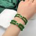 Vintage Green Jadeite Round Bead Double Layer Bracelet For Women_ipsvogv.com