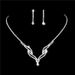 Simple & Stylish Bridal Jewelry Set - Silver Diamond Necklace & Earrings (European & American-Inspired Wedding Accessories)_ipsvogv.com