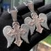 Men's Hip-Hop Cross Wing Pendant Necklace With Zircon, Stainless Steel Chain, 60cm, Rose Gold & White Gold Hip Hop Necklace Accessories_ipsvogv.com