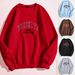 Women's Clothing 2024 autumn new round neck long sleeve letter women's casual outer wear plus velvet large size sweater tops women _ipsvogv.com