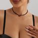 Black Crystal Beaded Neck Chain Necklace, Fashionable Red Love Zircon Pendant Necklace For Women_ipsvogv.com