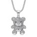 Hip Hop Jewelry Titanium Steel Gold-Plated Diamond-Studded Bear Pendant Necklace_ipsvogv.com