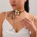 Exaggerated 3D Flower Earrings Design Sense Black Edge High-end Fashion Niche Necklace Jewelry For Women_ipsvogv.com