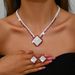 Women’s Jewelry Set Fashion Jewelry Set Luxury Sparkling Rhinestone Necklace Earring Set Fashion Fan Shaped Tassel Jewelry For Women_ipsvogv.com
