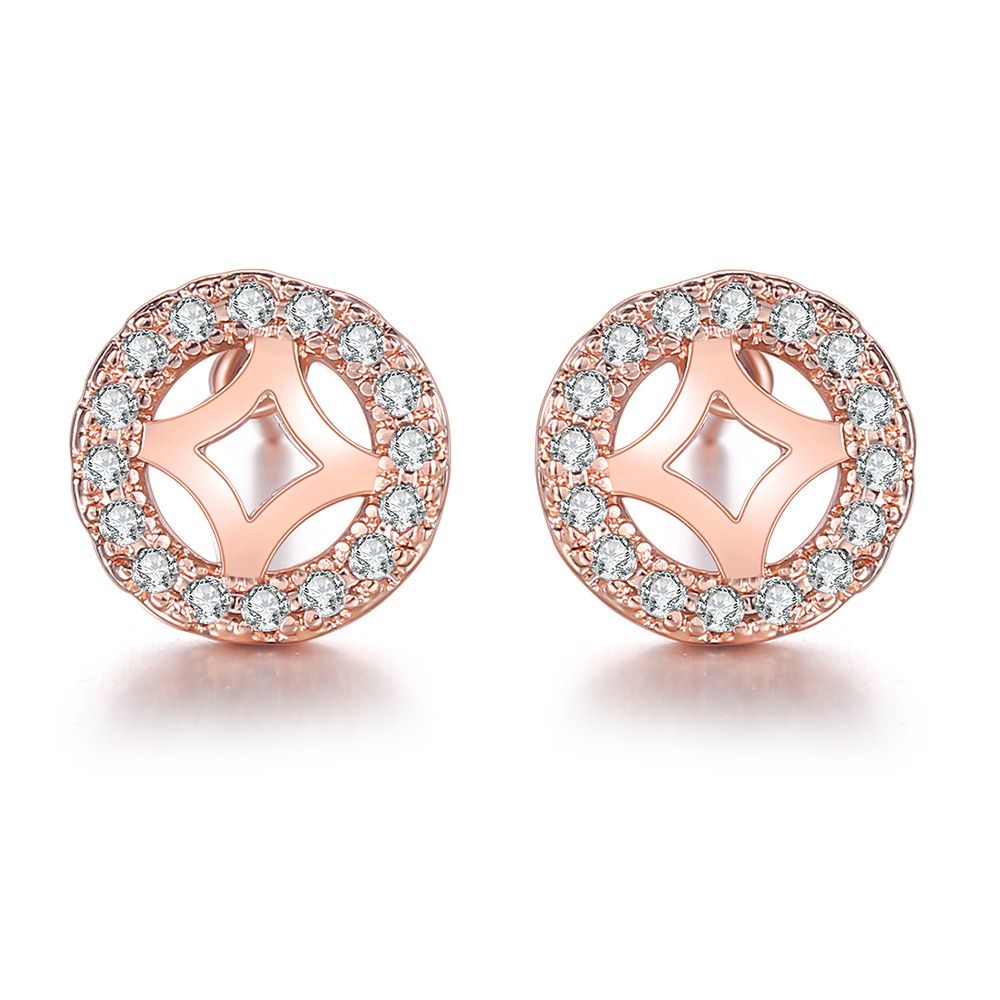 Unisex Fashion Geometric Hollow Earrings Zircon Micro inlaid Rose Gold plated Earrings_ipsvogv.com