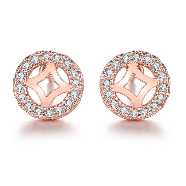 Unisex Fashion Geometric Hollow Earrings Zircon Micro inlaid Rose Gold plated Earrings_ipsvogv.com