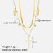 Turquoise Stainless Steel Necklace - Double Layer Diamond Cross Pendant With Gold Plated Chain_ipsvogv.com