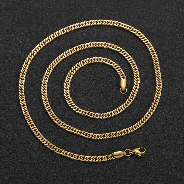 4mm Encrypted Cuban Hip-hop Jewelry Men's Trendy Brand Necklace Stainless Steel Double Woven Neck Chain_ipsvogv.com