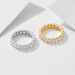 Women's Jewelry S925 Sterling Silver Full Diamond Ring Set Geometric Square Zircon Combination Set Ring Jewelry_ipsvogv.com