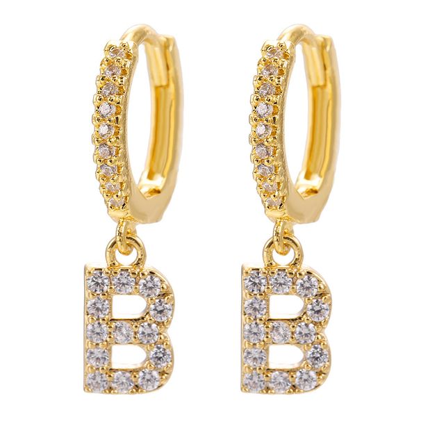 Gold Plated 26 Letter Zircon Earrings High End Niche Earrings Exquisite Ear Clips Temperament Earrings_ipsvogv.com