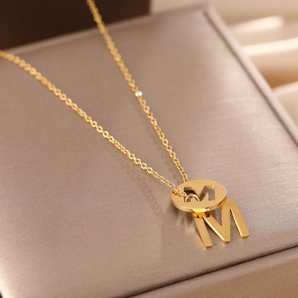 Japanese Korean Light Luxury Titanium Steel With Female Letter M Pendant, Cool And Stylish, Su Sen Style Fashionable_ipsvogv.com