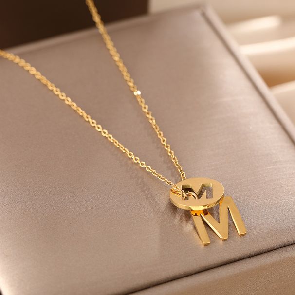 Japanese Korean Light Luxury Titanium Steel With Female Letter M Pendant, Cool And Stylish, Su Sen Style Fashionable_ipsvogv.com