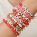 Soft Ceramic Handmade Pink Series Valentine's Day Love Heart Bracelet Set Jewelry_ipsvogv.com