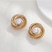 Fashion Jewelry Luxury Pearl Threaded Hollow Tube Versatile High-end Earrings Studs_ipsvogv.com