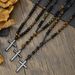 Hot Selling Natural Stone Black Gallstone Yellow Tiger Eye Iron Stone Cross Religious Men's Necklace Men's Hip Hop Necklace_ipsvogv.com