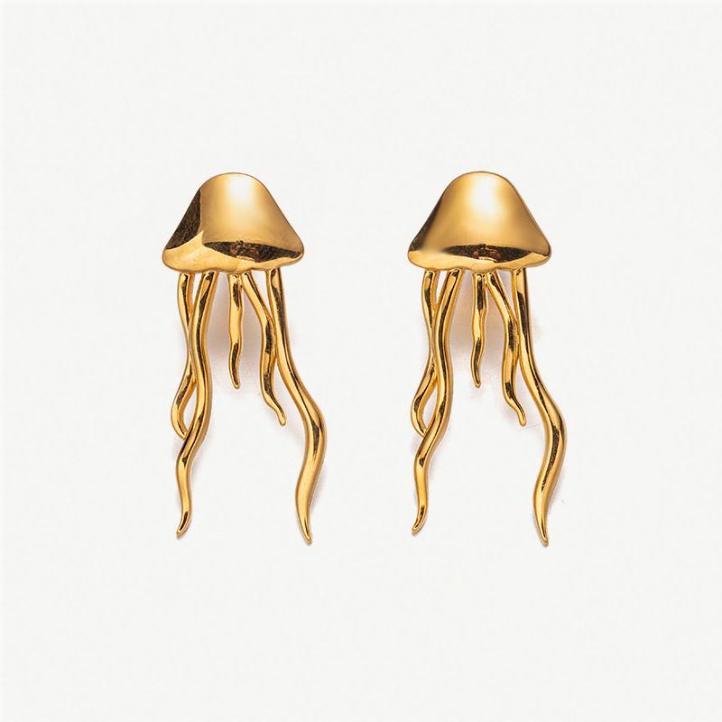 ocean coral stainless steel earrings starfish jellyfish fashion metal titanium steel earrings ear studs_ipsvogv.com