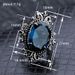 Cao Shifeng Royal New Exaggerated Blue Mirror Personalized Lace Ring_ipsvogv.com