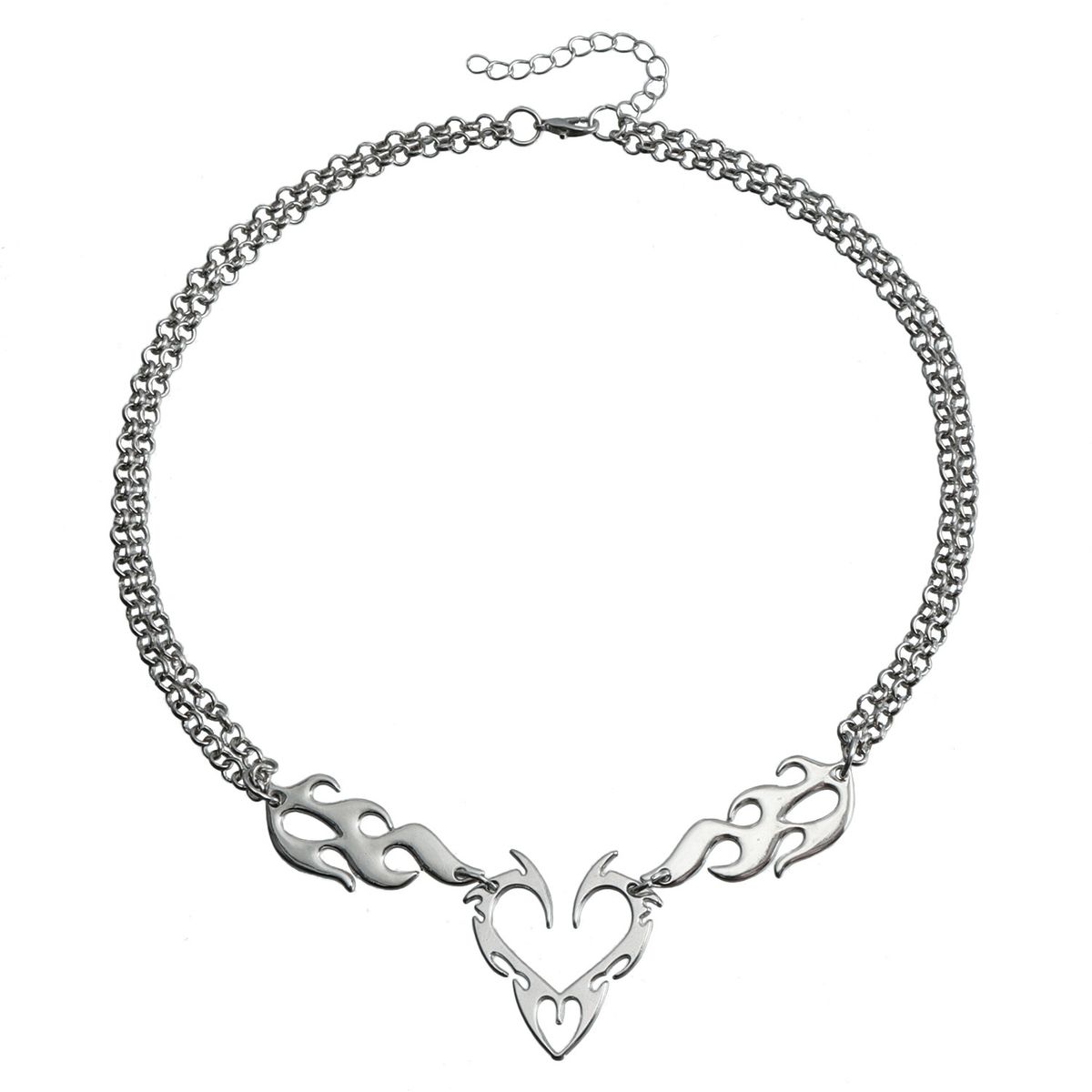 Sweet And Cool Hip-hop Hollow Flame Love Necklace, Personalized And Creative Stainless Steel Pendant, Necklace Decoration For Women_ipsvogv.com