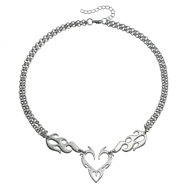 Sweet And Cool Hip-hop Hollow Flame Love Necklace, Personalized And Creative Stainless Steel Pendant, Necklace Decoration For Women_ipsvogv.com