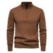 Man's clothing Stand collar men's sweater half zip solid color sweater quality men's wear_ipsvogv.com