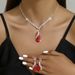 Women’s Jewelry Set Fashion Hot Selling Bridal Necklace Set High End Versatile Crystal Peach Heart Clavicle Chain Earrings Two Piece Set_ipsvogv.com