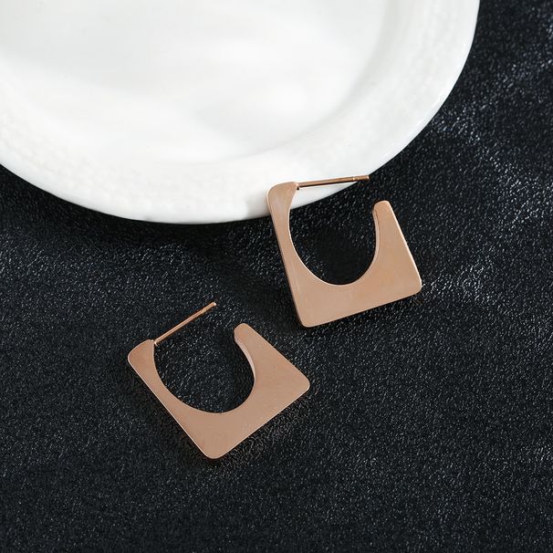 INS Personalized Simple Titanium Steel Earrings Cool Style Geometric Square Versatile Earrings Fashionable Style_ipsvogv.com