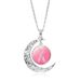 Caring For Women's Health Time Necklace Pink Ribbon Hollow Moon Pendant Jewelry_ipsvogv.com