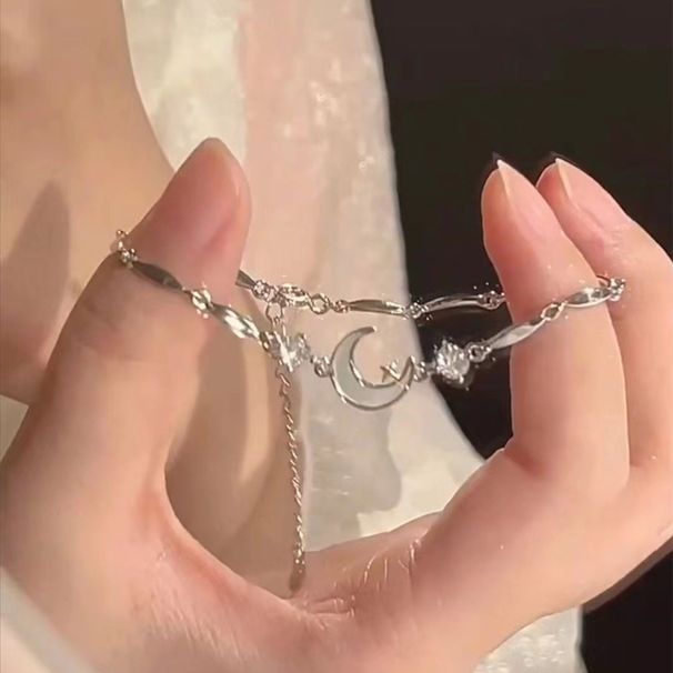 Pure Silver Star Moon Mother Of Pearl Bracelet Women, Niche, Exquisite, Light Luxury, High-end Feeling. Moon Jewelry Is_ipsvogv.com