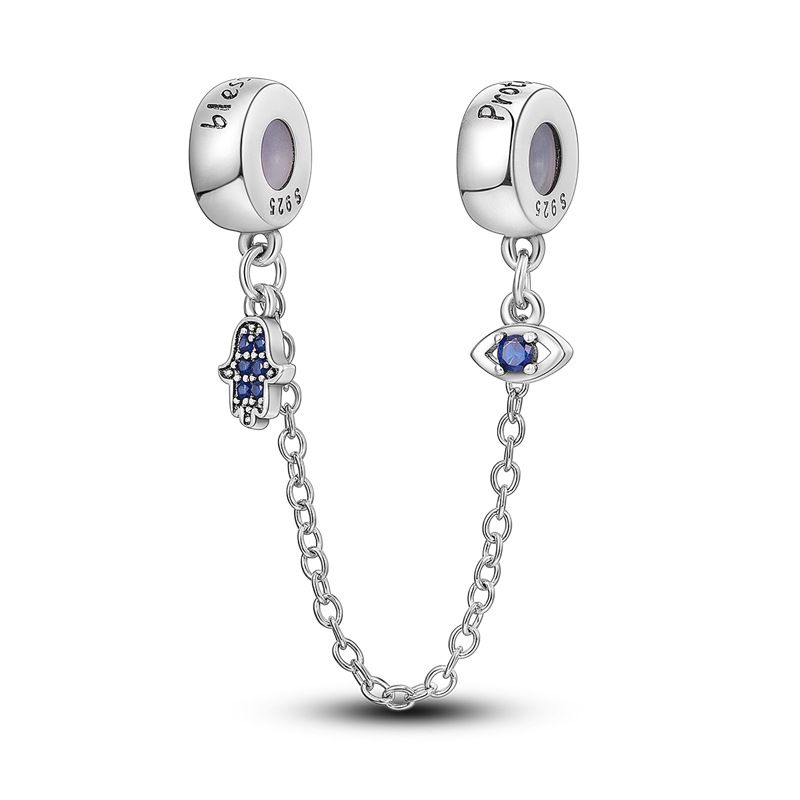 Women's Jewelry Devil's Eye Guardian Palm Safety Chain Shell Copper Plated 925 Silver Pendant Beads DIY Bracelet Necklace_ipsvogv.com