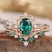 Sanjie Emerald Alloy Inlaid With Green Zircon Rose Gold Pair Ring_ipsvogv.com