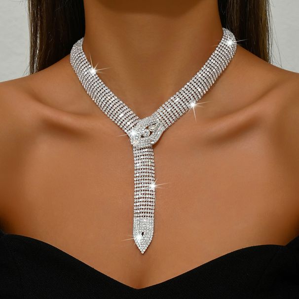 Snake Bone Necklace - Full Diamond Exaggerated Long Chain For Women_ipsvogv.com