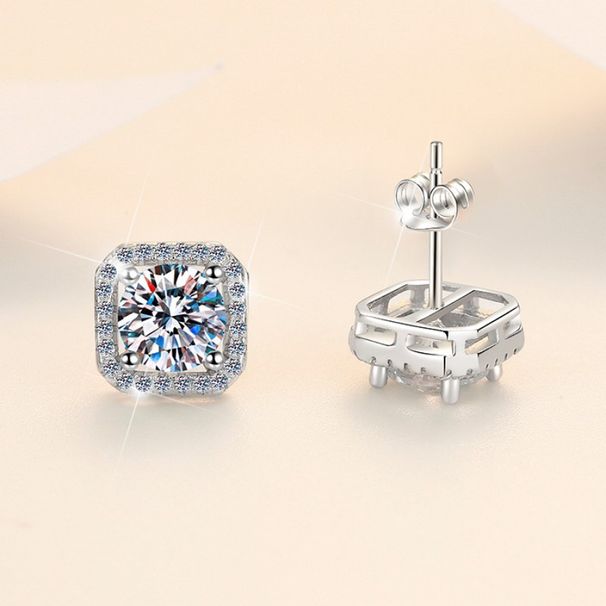 S925 Sterling Silver Earrings For Women Moissanite Earrings Square Simple Fashion Square Earrings_ipsvogv.com