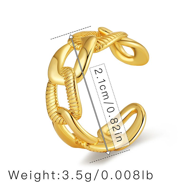 Gold ring, real gold electroplating high end ring, threaded cold style, plain metal ring, simple_ipsvogv.com