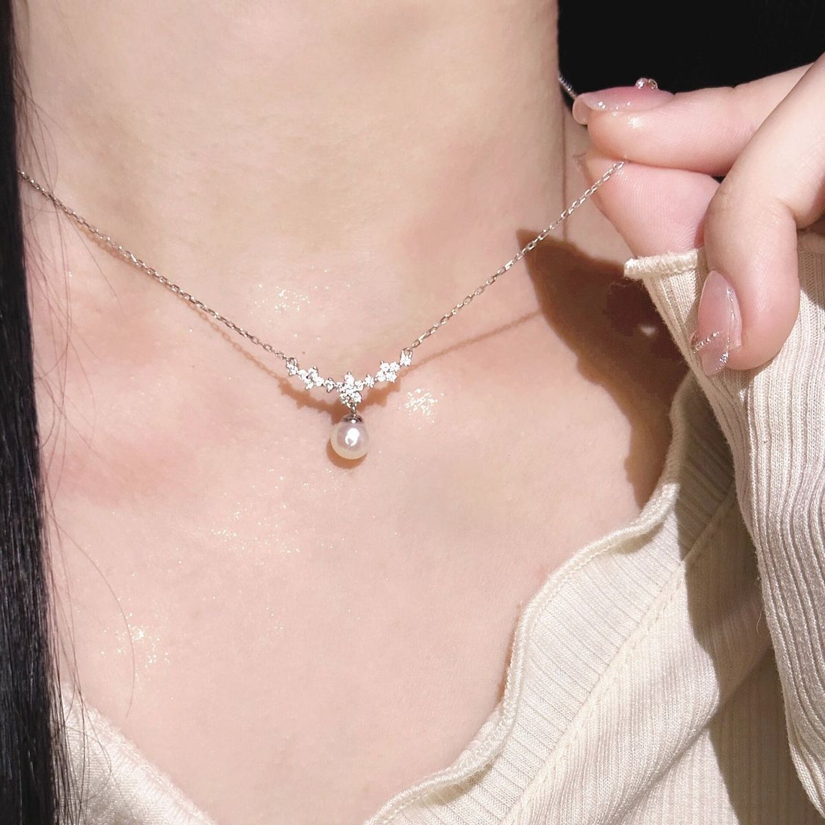 【 21000 People Collection 】 S Pure Silver Zircon Pearl Pendant Necklace For Women, Light Luxury, Niche, High-end,_ipsvogv.com