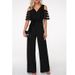 Women's Clothing V-neck strapless solid color high waist party jumpsuit trousers belt women's wide-leg pants_ipsvogv.com