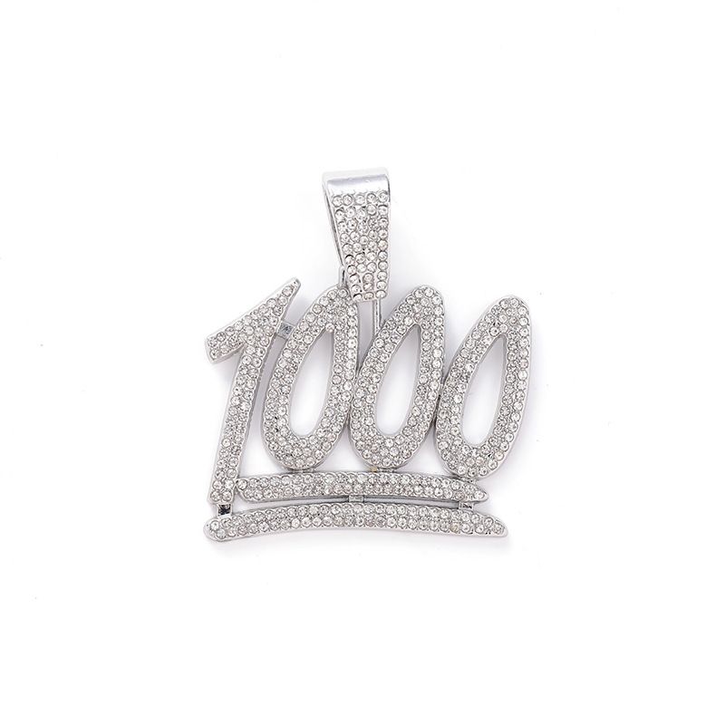 Street Rap Personality 1000 Number Full Diamond Hip-hop Niche Design Digital Pendant Men's Cuban Necklace Jewelry_ipsvogv.com