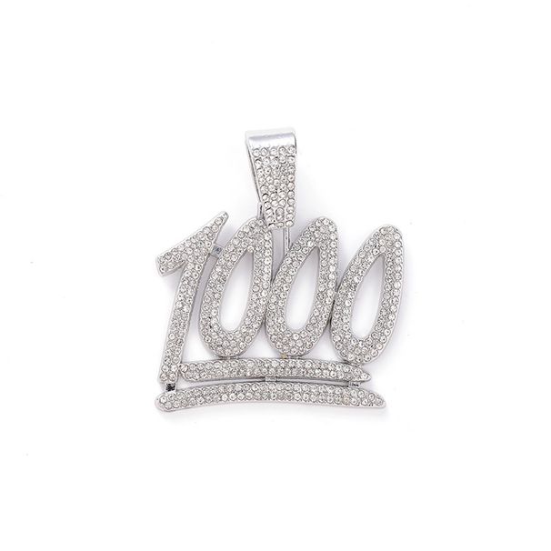 Street Rap Personality 1000 Number Full Diamond Hip-hop Niche Design Digital Pendant Men's Cuban Necklace Jewelry_ipsvogv.com