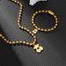 6mm Bead Necklace Simple Love Bear Women's Stainless Steel Bracelet Necklace Versatile Set_ipsvogv.com