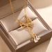 Korean Version Tassel Bow Titanium Steel Necklace With Zircon Inlay For Women, Light Luxury Collarbone Chain, Non Fading_ipsvogv.com