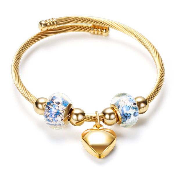 diy bracelet hot ins female titanium steel bracelet open love bracelet transshipment bead bracelet for men and women_ipsvogv.com