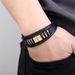 Fashion color gold woven leather titanium steel multi-layer men's bracelet jewelry_ipsvogv.com