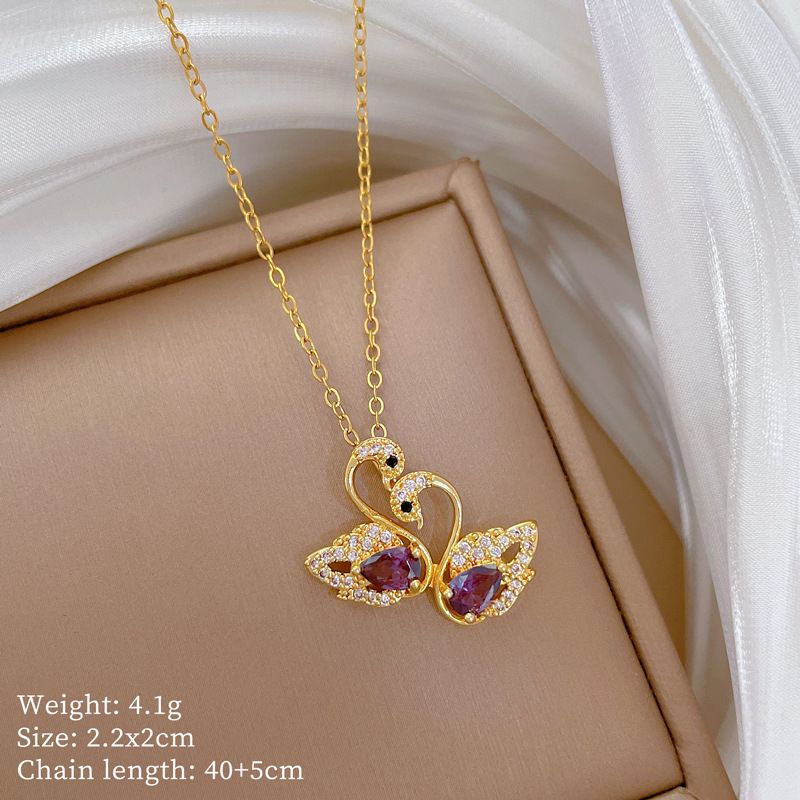 【 】 Swans And Mandarin Ducks Playing In Water, Diamonds, Light Luxury Charm, Gorgeous Full Of Diamonds Necklace, Women's_ipsvogv.com