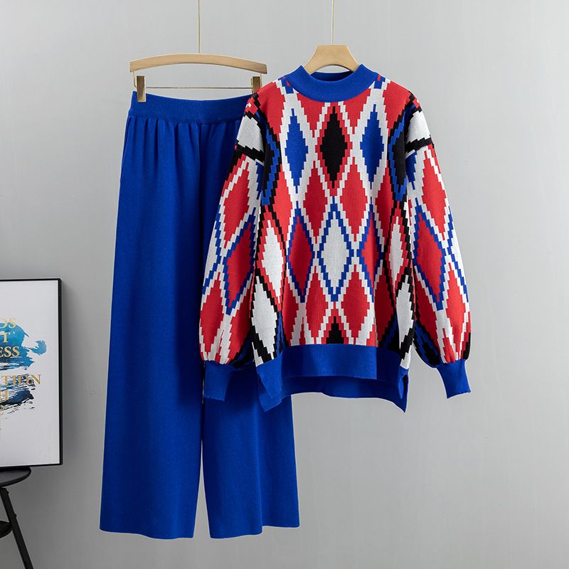 Women's autumn and winter fashion loose large size wide-leg pants two-piece set_ipsvogv.com